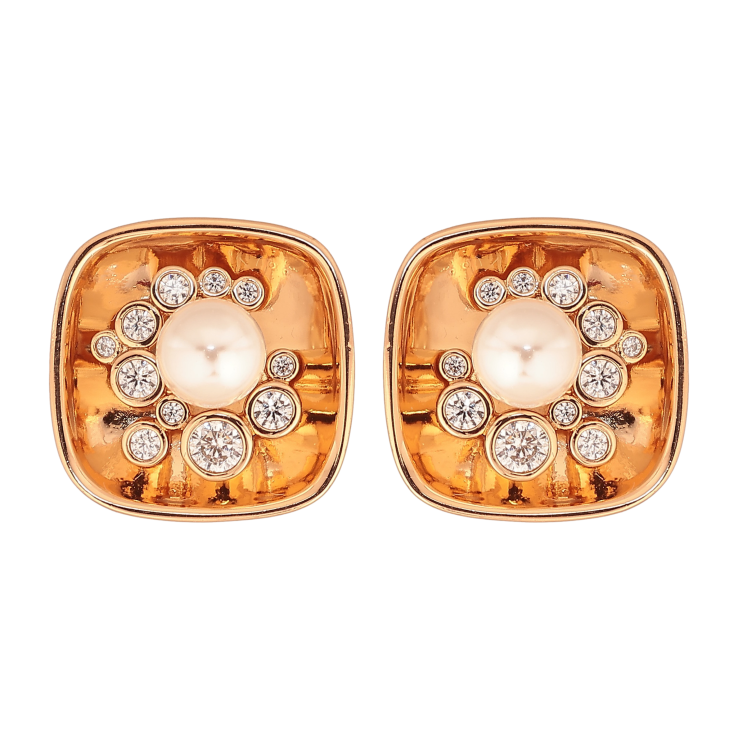 Серьги Xuping цвет Позолота 18К пусеты "Узор с кристаллами и жемчужинами" фото №4 Серьги Xuping цвет Позолота 18К пусеты "Узор с кристаллами и жемчужинами" фото №4