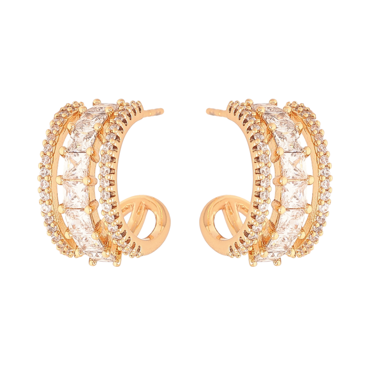 Сережки Xuping колір Позолота 18K пусети "Дуги з кристалами" фото №16