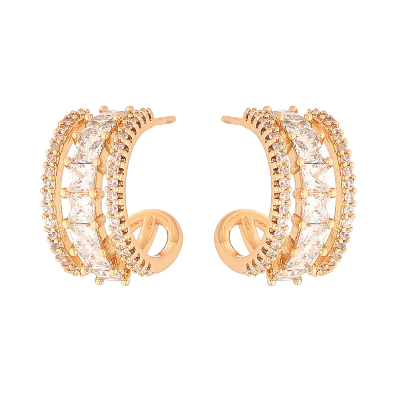 Серьги Xuping цвет Позолота 18K пусеты "Дуги с кристаллами" фото №1