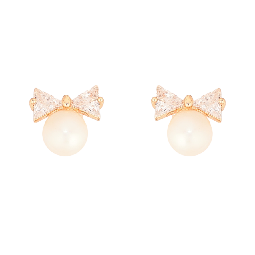 Серьги Xuping цвет Позолота 18К пусеты "Жемчужины с кристальными бантами" фото №1 Серьги Xuping цвет Позолота 18К пусеты "Жемчужины с кристальными бантами" фото №1