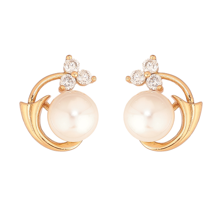 Сережки Xuping колір Позолота 18К пусети "Візерунок з перлинами та кристалами" фото №6