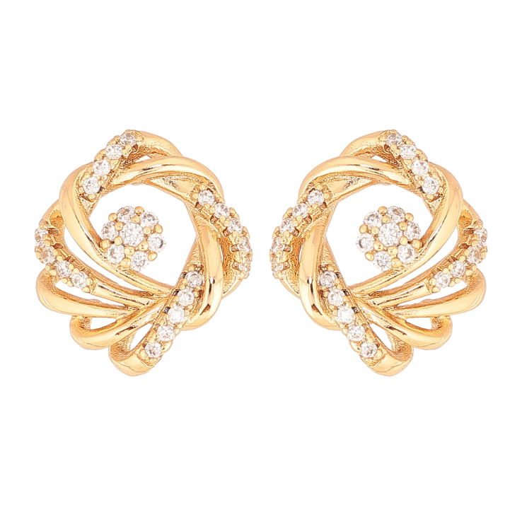 Сережки Xuping колір Позолота 18К пусети "Візерунок з кристалами" фото №21