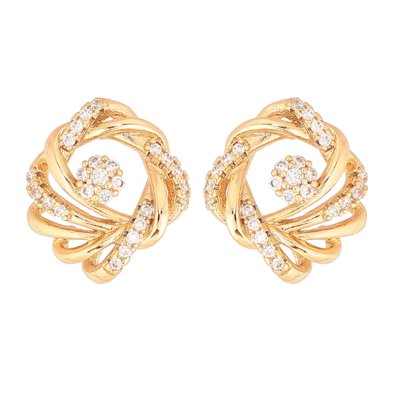 Серьги Xuping цвет Позолота 18К пусеты "Узор с кристаллами" фото №1 Серьги Xuping цвет Позолота 18К пусеты "Узор с кристаллами" фото №1