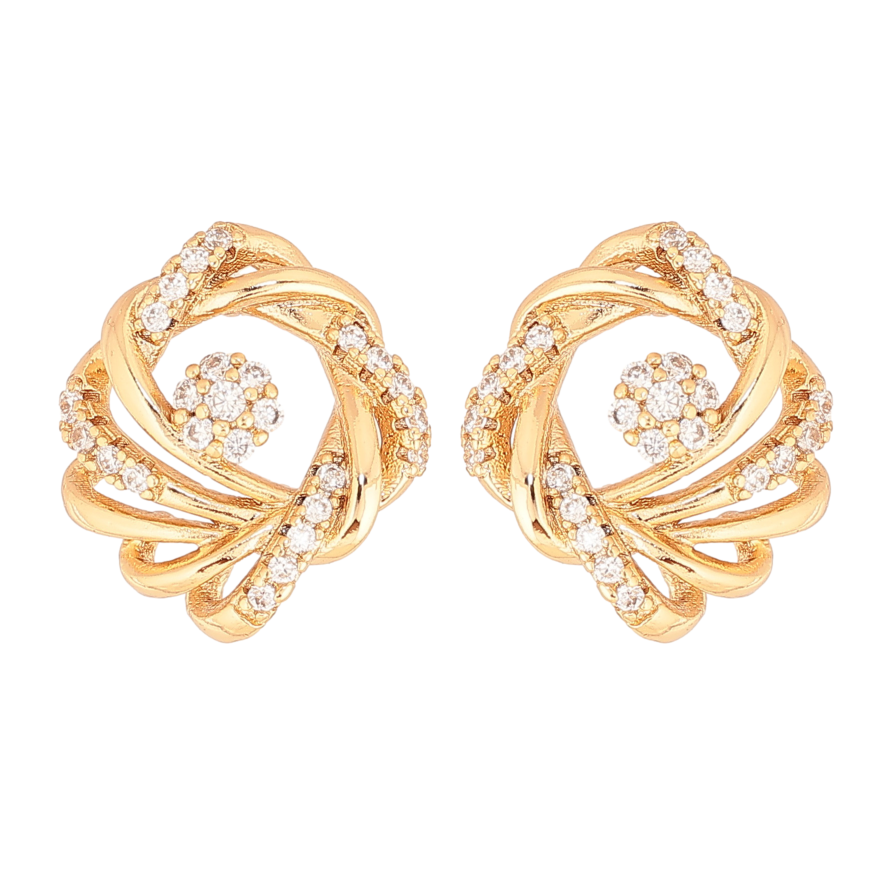Серьги Xuping цвет Позолота 18К пусеты "Узор с кристаллами" фото №1 Серьги Xuping цвет Позолота 18К пусеты "Узор с кристаллами" фото №1