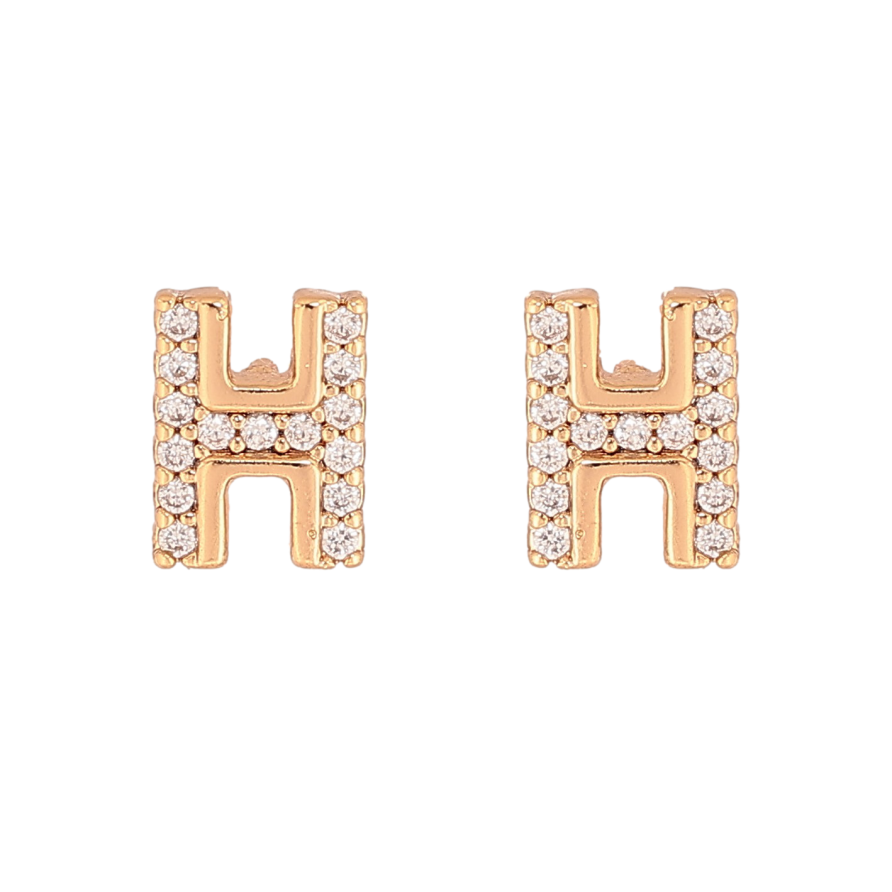 Сережки Xuping колір Позолота 18K пусети "Літера Н" фото №1