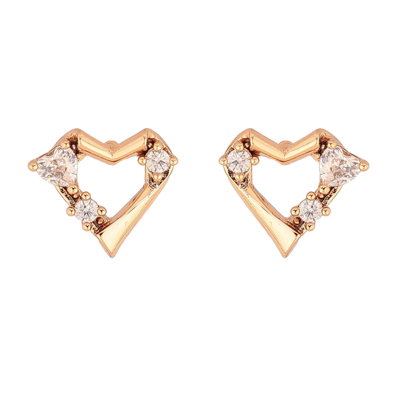 Сережки Xuping колір Позолота 18К пусети "Сердечки з кристалами" фото №1 Сережки Xuping колір Позолота 18К пусети "Сердечки з кристалами" фото №1