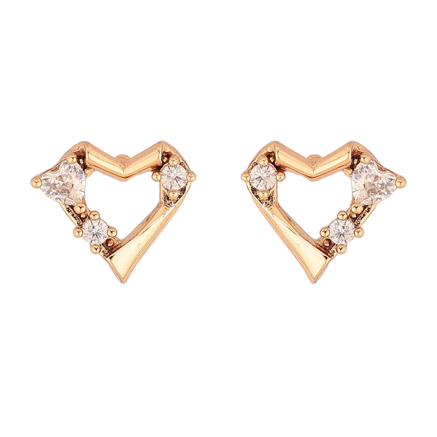 Сережки Xuping колір Позолота 18К пусети "Сердечки з кристалами" фото №1 Сережки Xuping колір Позолота 18К пусети "Сердечки з кристалами" фото №1