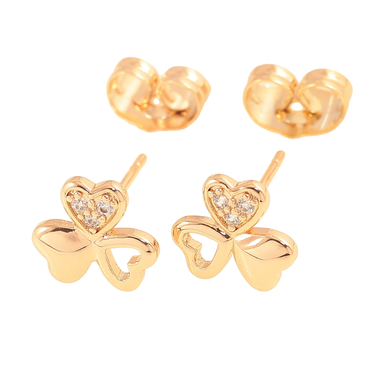 Сережки Xuping колір Позолота 18К пусети "Трилистики з кристалами" фото №17 Сережки Xuping колір Позолота 18К пусети "Трилистики з кристалами" фото №17