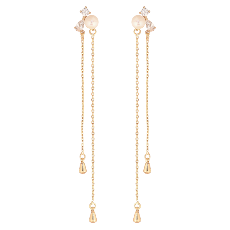 Серьги Xuping цвет Позолота 18К пусеты "Подвески с кристаллами и жемчужинами" фото №1 Серьги Xuping цвет Позолота 18К пусеты "Подвески с кристаллами и жемчужинами" фото №1