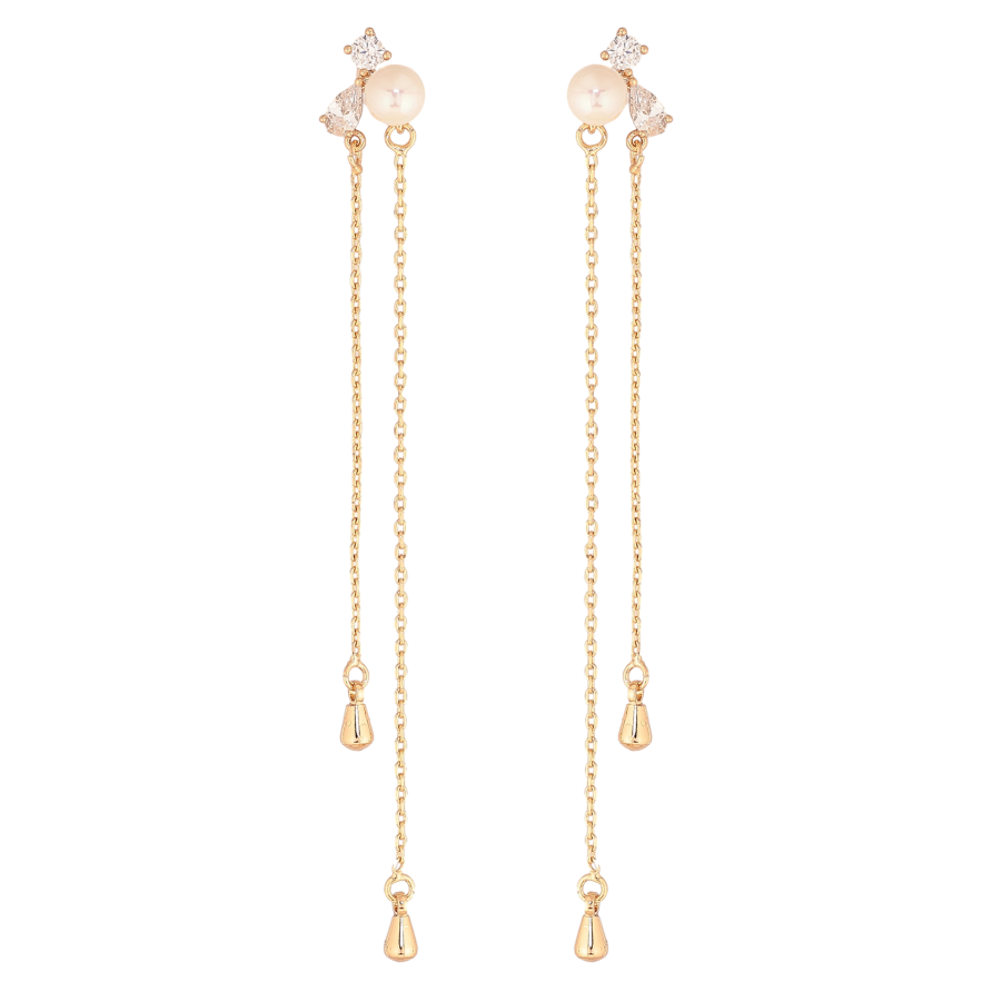Серьги Xuping цвет Позолота 18К пусеты "Подвески с кристаллами и жемчужинами" фото №1 Серьги Xuping цвет Позолота 18К пусеты "Подвески с кристаллами и жемчужинами" фото №1