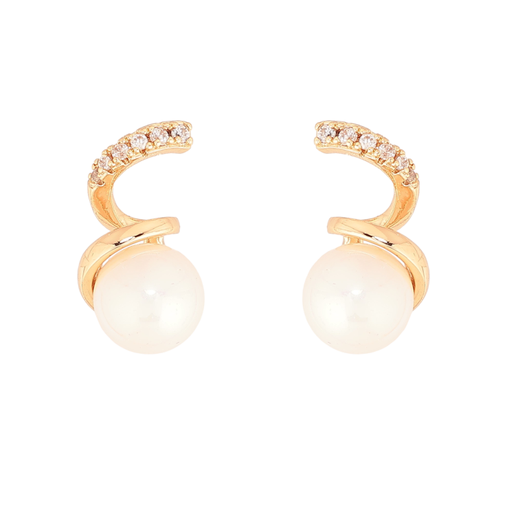 Сережки Xuping колір Позолота 18К пусети "Спіральки з перлинами" фото №24 Сережки Xuping колір Позолота 18К пусети "Спіральки з перлинами" фото №24