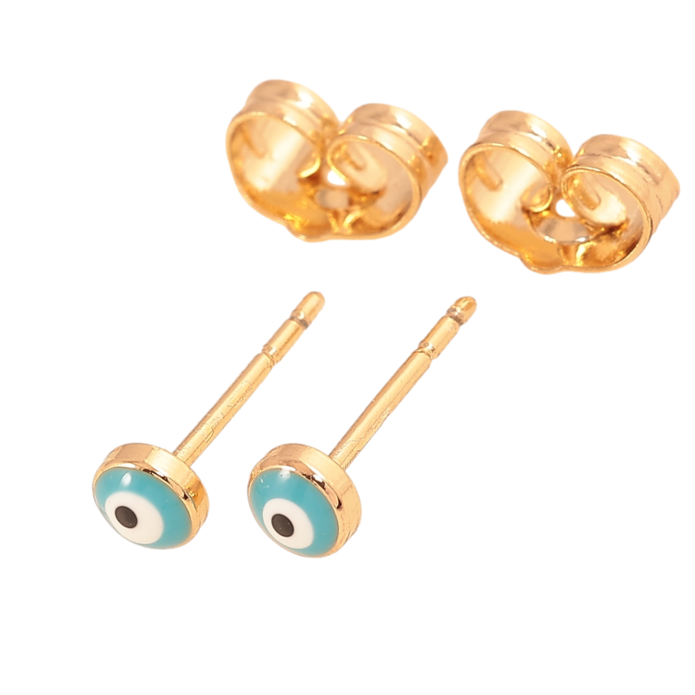Серьги Xuping цвет Позолота 18К пусеты "Оберег голубой глаз Фатимы" ø 4мм фото №1 Серьги Xuping цвет Позолота 18К пусеты "Оберег голубой глаз Фатимы" ø 4мм фото №1