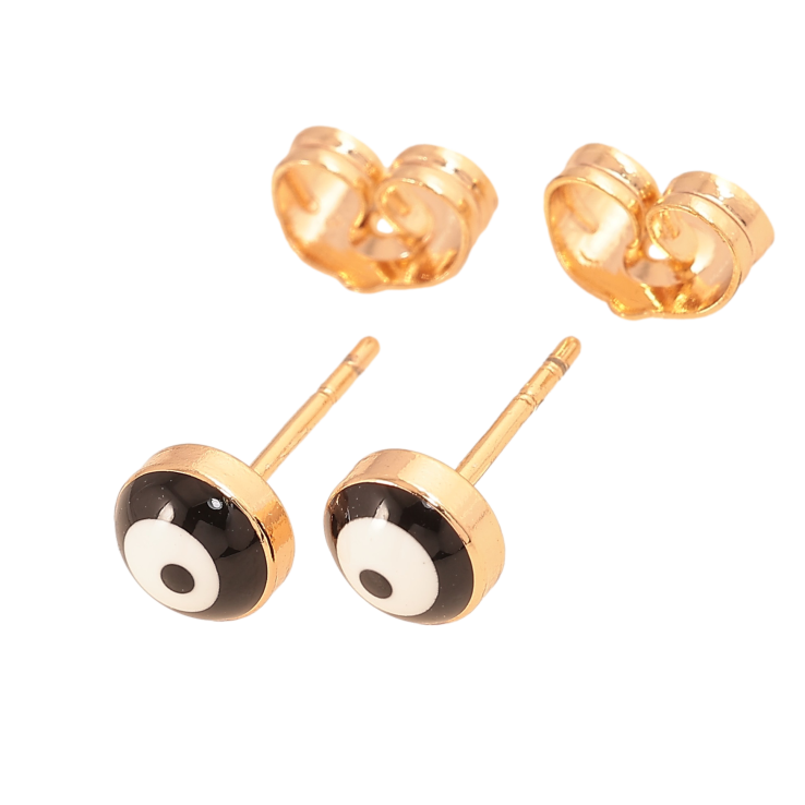 Сережки Xuping колір Позолота 18К пусети "Оберіг чорне око Фатіми" ø 6мм фото №9