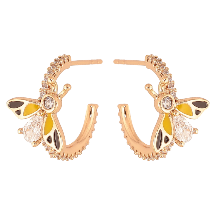 Сережки Xuping колір Позолота 18К пусети "Дуги з жовтими мушками" фото №20 Сережки Xuping колір Позолота 18К пусети "Дуги з жовтими мушками" фото №20