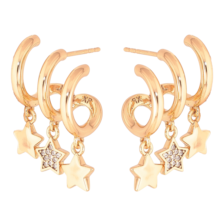 Сережки Xuping колір Позолота 18K пусети "Зоряні підвіски" фото №16