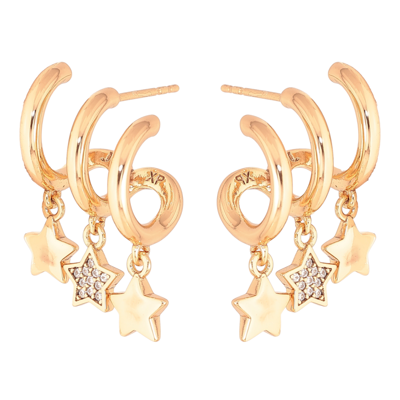 Сережки Xuping колір Позолота 18K пусети "Зоряні підвіски" фото №1