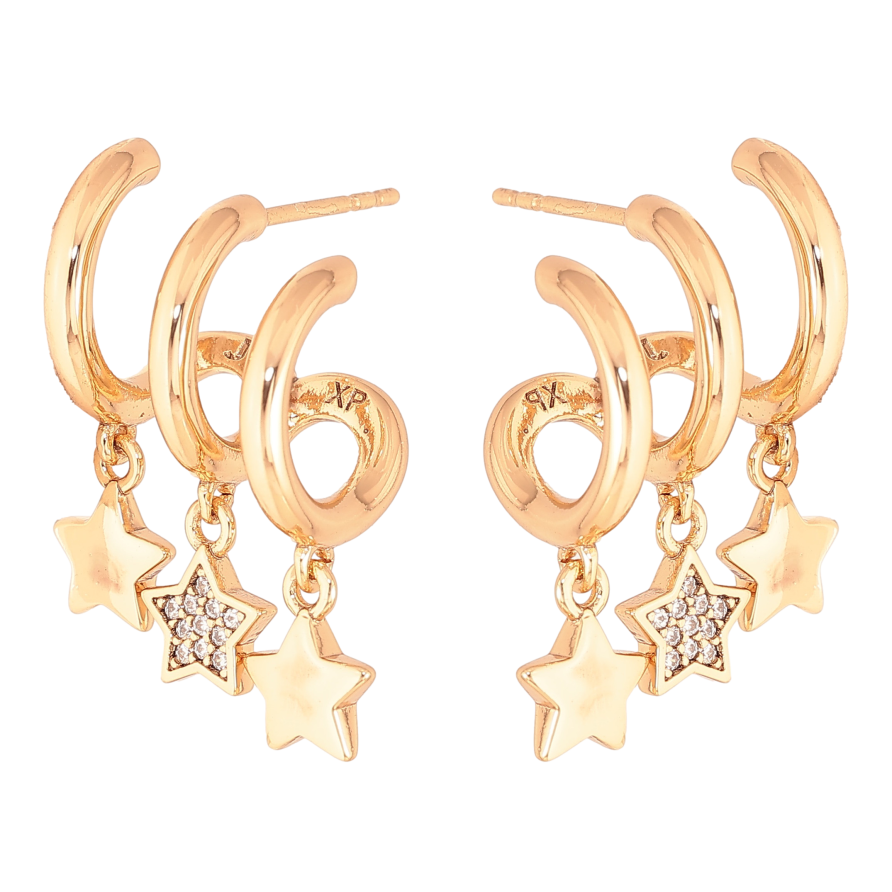 Сережки Xuping колір Позолота 18K пусети "Зоряні підвіски" фото №1