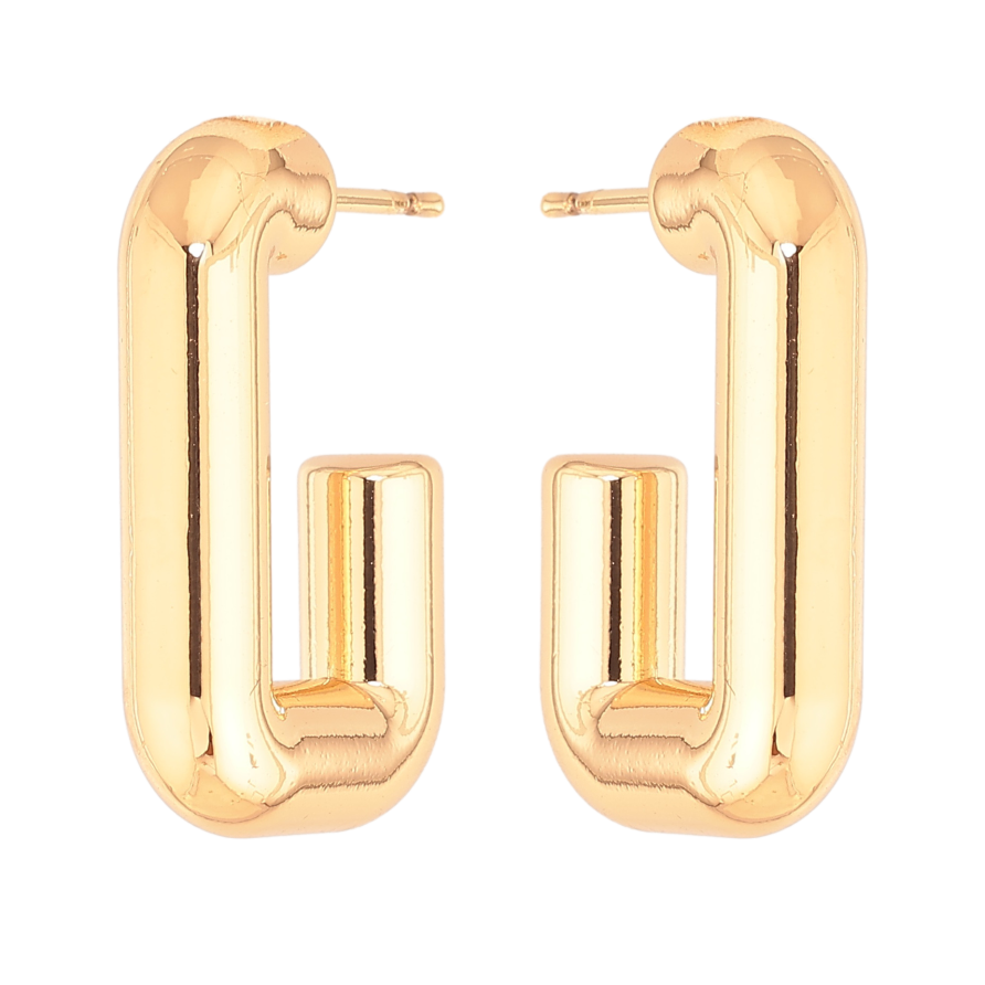 Сережки Xuping колір Позолота 18К пусети "Об'ємні дуги" фото №1 Сережки Xuping колір Позолота 18К пусети "Об'ємні дуги" фото №1