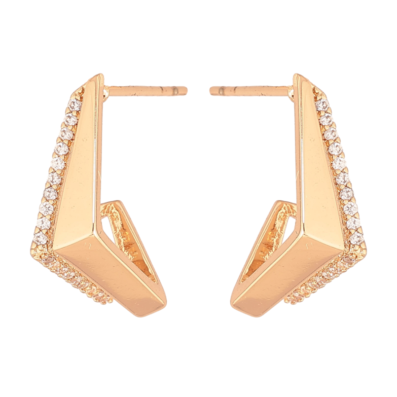 Серьги Xuping цвет Позолота 18К пусеты "Декоративный узор с кристаллами" фото №1