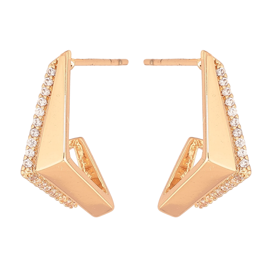 Серьги Xuping цвет Позолота 18К пусеты "Декоративный узор с кристаллами" фото №1