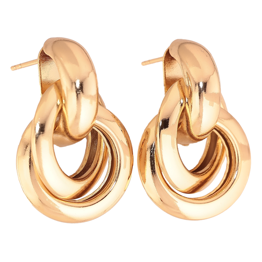 Серьги Xuping цвет Позолота 18К пусеты "Объемные звенья" фото №1 Серьги Xuping цвет Позолота 18К пусеты "Объемные звенья" фото №1