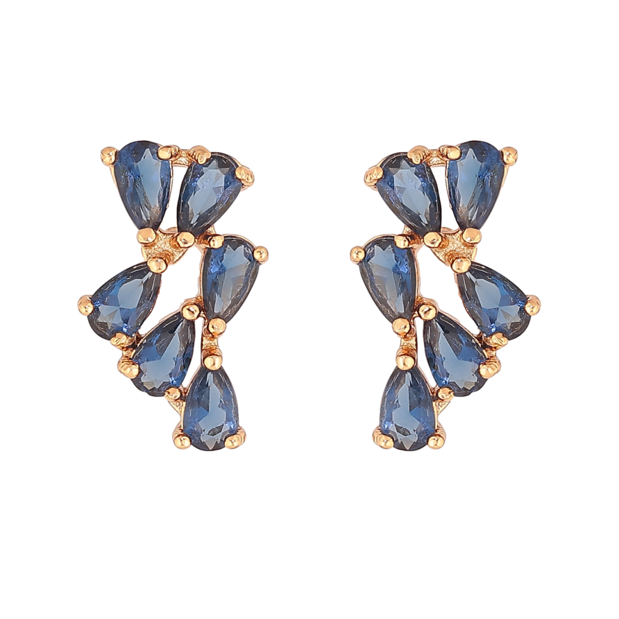 Сережки Xuping колір Позолота 18К пусети "Візерунок з синіми кристалами" фото №1