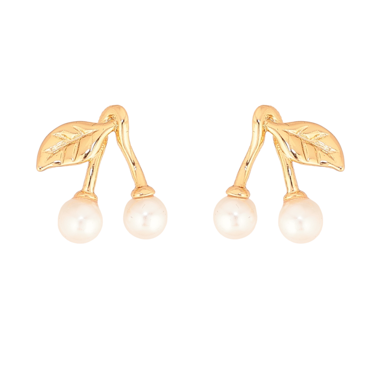 Серьги Xuping цвет Позолота 18К пусеты "Жемчужные вишенки" фото №1 Серьги Xuping цвет Позолота 18К пусеты "Жемчужные вишенки" фото №1