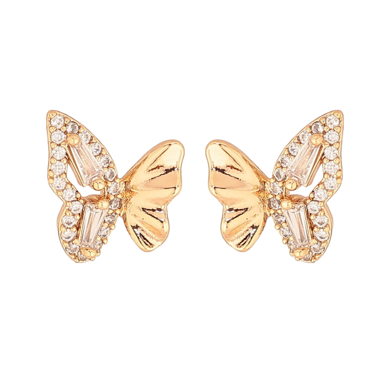 Сережки Xuping колір Позолота 18К пусети "Метелики з кристалами" фото №1