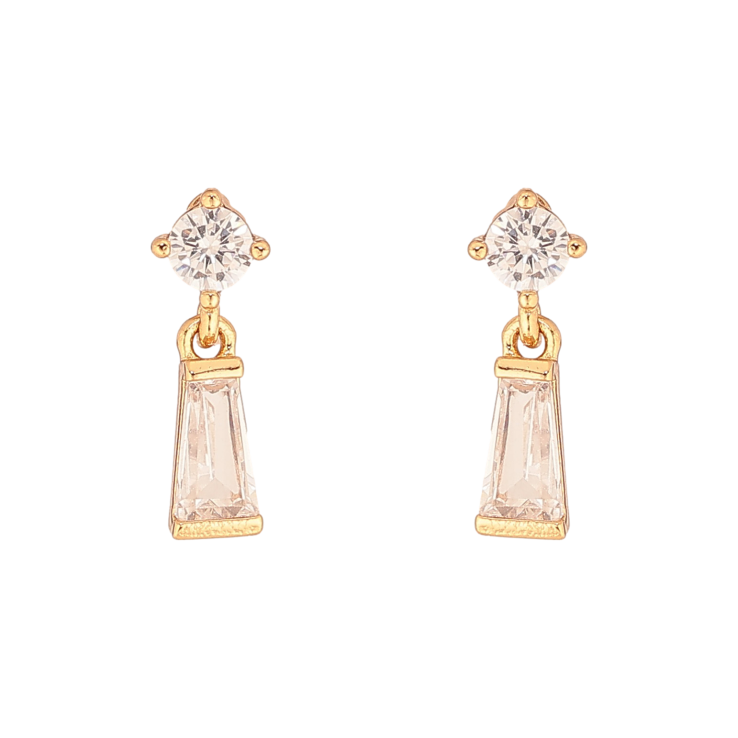 Серьги Xuping цвет Позолота 18К пусеты "Кристальные подвески" фото №10