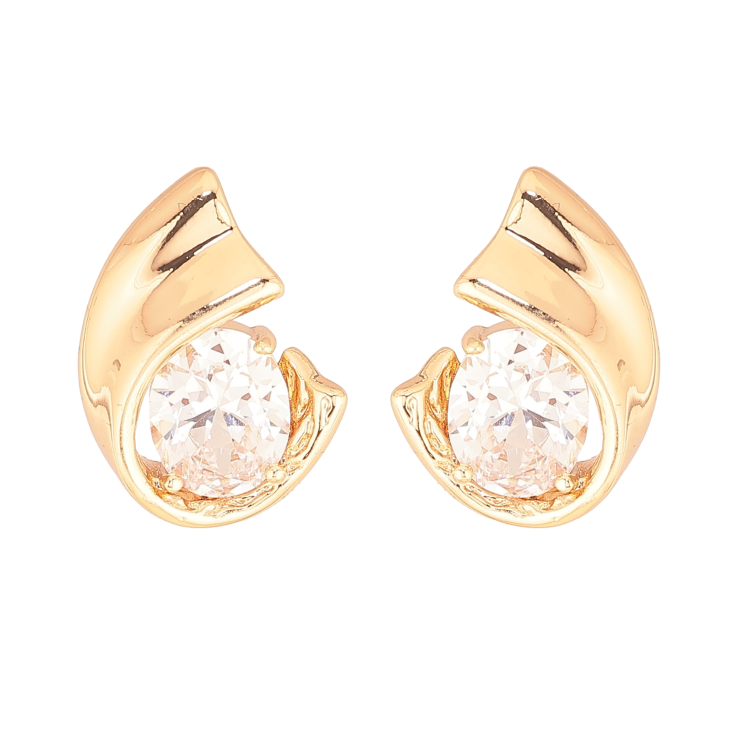 Сережки Xuping колір Позолота 18К пусети "Візерунок з кристалами" фото №10