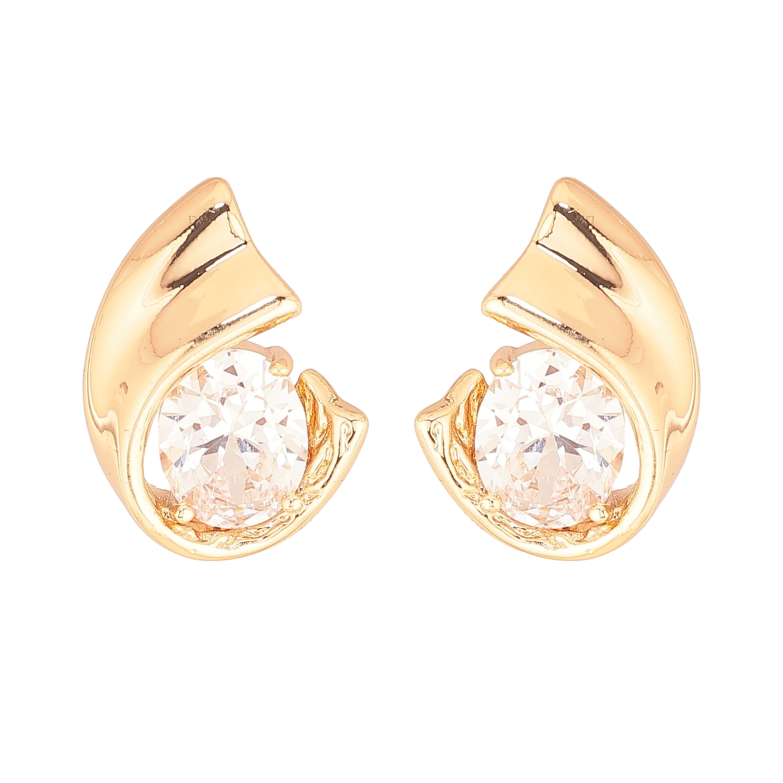 Серьги Xuping цвет Позолота 18К пусеты "Узор с кристаллами" фото №1