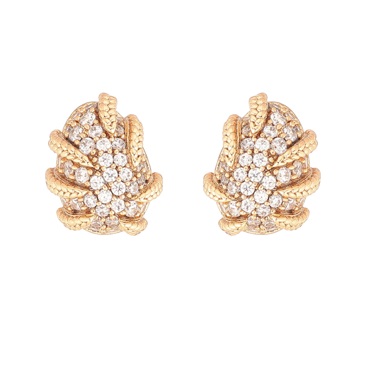 Сережки Xuping колір Позолота 18К пусети "Візерунок з кристалами" фото №14