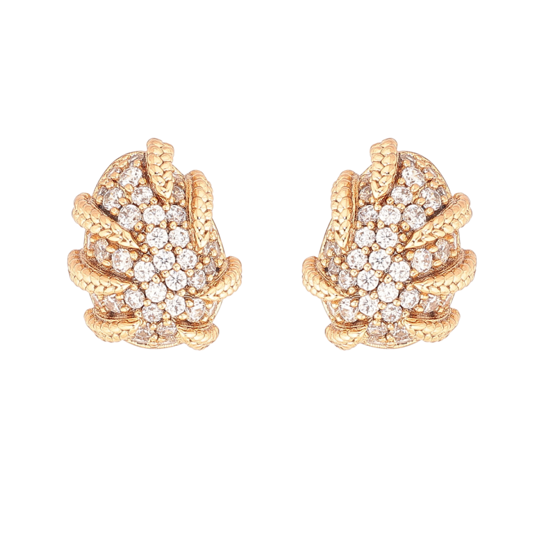 Сережки Xuping колір Позолота 18К пусети "Візерунок з кристалами" фото №1