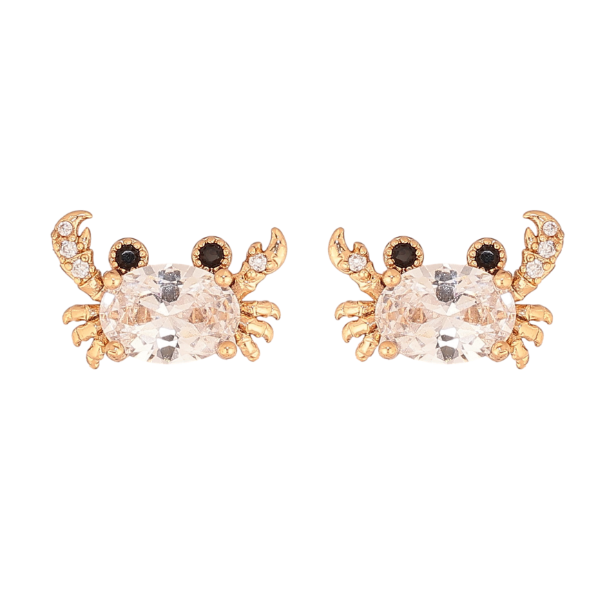 Сережки Xuping колір Позолота 18К пусети "Кристальні краби" фото №1 Сережки Xuping колір Позолота 18К пусети "Кристальні краби" фото №1