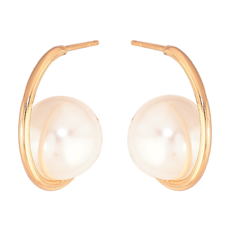 Серьги Xuping цвет Позолота 18К пусеты "Дужки с жемчужинами" фото №1 Серьги Xuping цвет Позолота 18К пусеты "Дужки с жемчужинами" фото №1