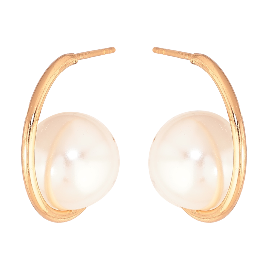 Серьги Xuping цвет Позолота 18К пусеты "Дужки с жемчужинами" фото №1 Серьги Xuping цвет Позолота 18К пусеты "Дужки с жемчужинами" фото №1