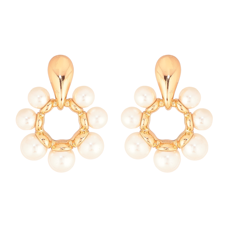Серьги Xuping цвет Позолота 18К пусеты "Жемчужные цветочки" фото №1 Серьги Xuping цвет Позолота 18К пусеты "Жемчужные цветочки" фото №1