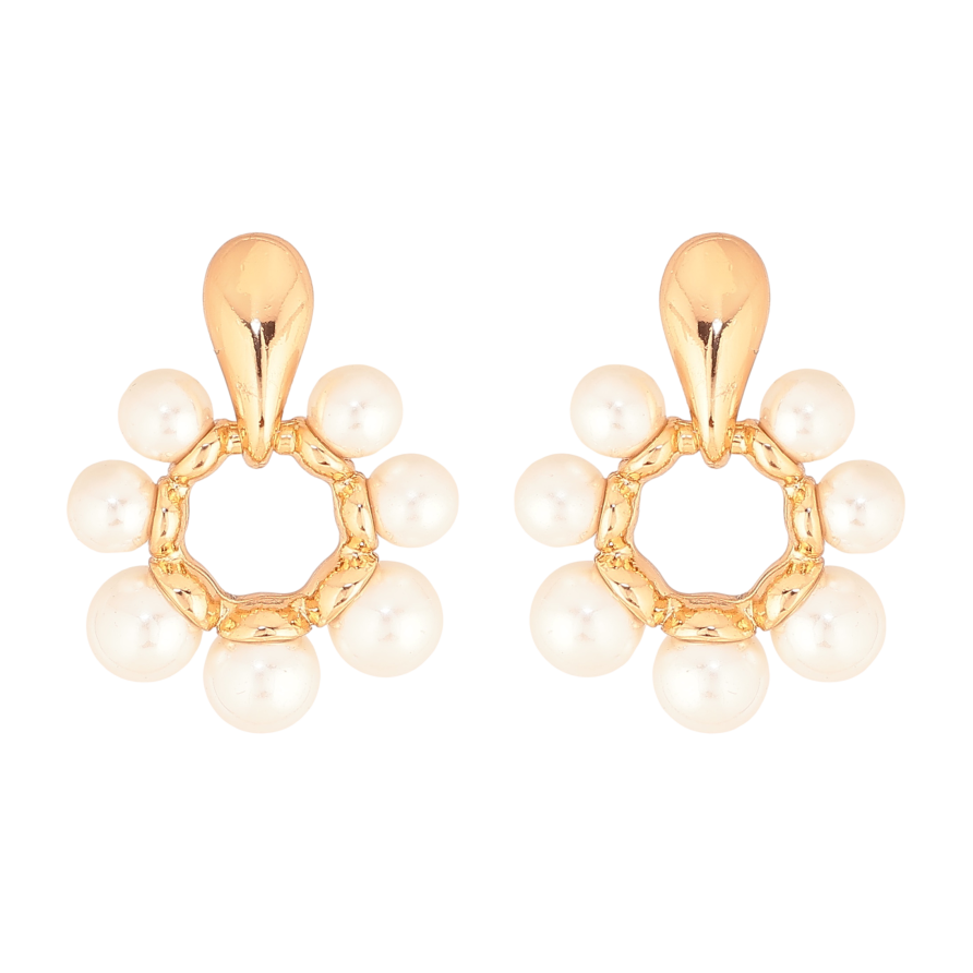 Сережки Xuping колір Позолота 18К пусети "Перлинні квіточки" фото №1 Сережки Xuping колір Позолота 18К пусети "Перлинні квіточки" фото №1