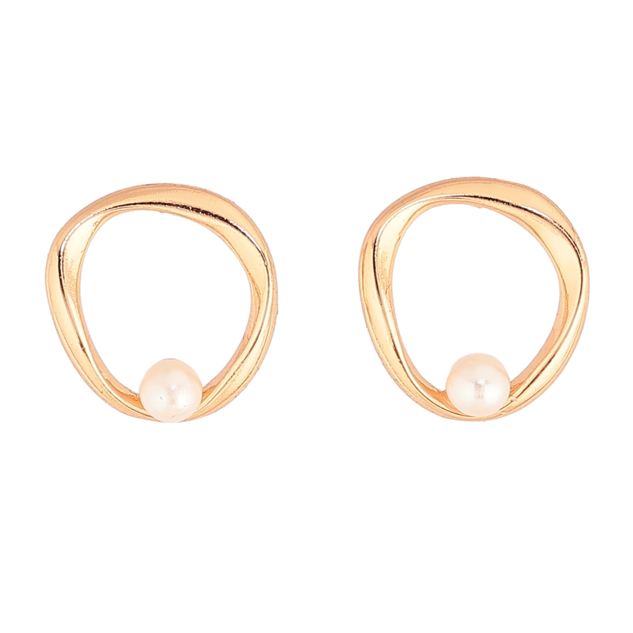 Сережки Xuping колір Позолота 18К пусети "Кола з перлинами" фото №1 Сережки Xuping колір Позолота 18К пусети "Кола з перлинами" фото №1