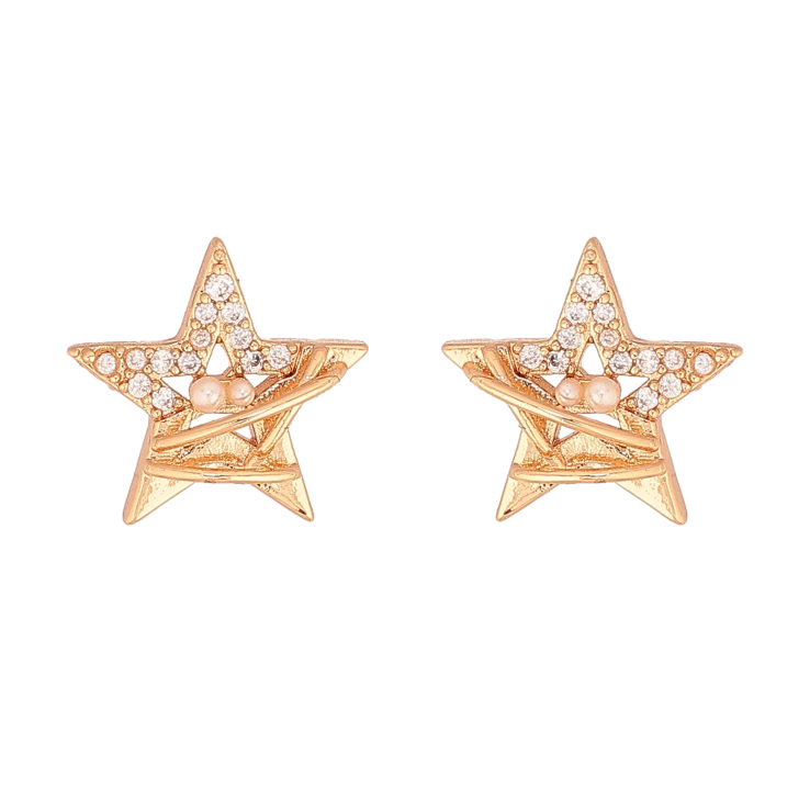 Сережки Xuping колір Позолота 18К пусети "Зірочки з кристалами" фото №20