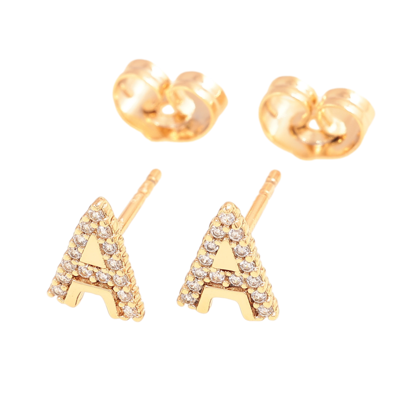 Серьги Xuping цвет Позолота 18К пусеты "Буква А" фото №1