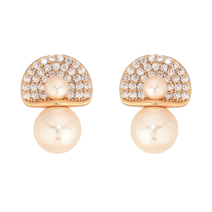 Сережки Xuping колір Позолота 18К пусети "Візерунок з перлинами та кристалами" фото №12 Сережки Xuping колір Позолота 18К пусети "Візерунок з перлинами та кристалами" фото №12