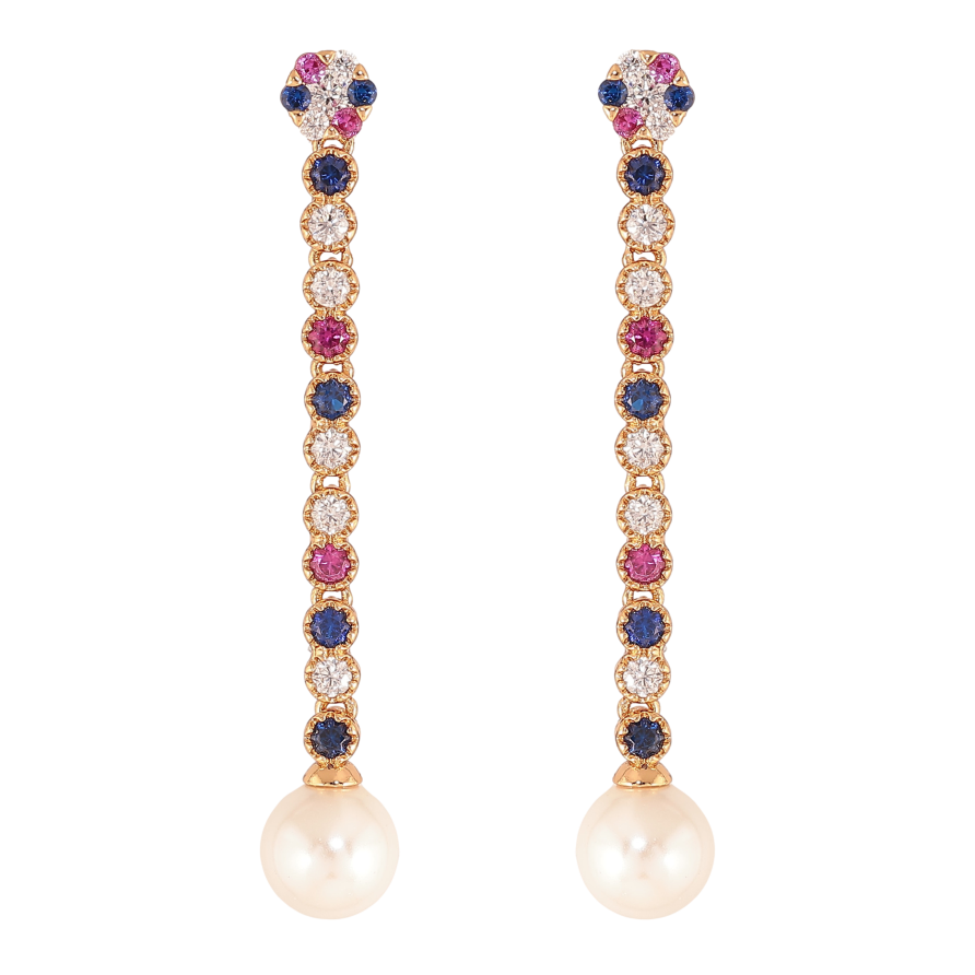 Серьги Xuping цвет Позолота 18К пусеты "Подвески с разноцветными кристаллами и жемчужинами" фото №1 Серьги Xuping цвет Позолота 18К пусеты "Подвески с разноцветными кристаллами и жемчужинами" фото №1