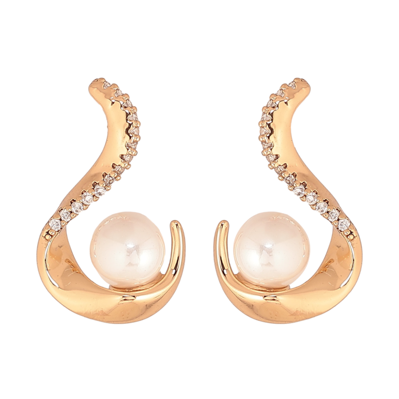 Серьги Xuping цвет Позолота 18К пусеты "Декоративный узор с жемчужинами" фото №1 Серьги Xuping цвет Позолота 18К пусеты "Декоративный узор с жемчужинами" фото №1