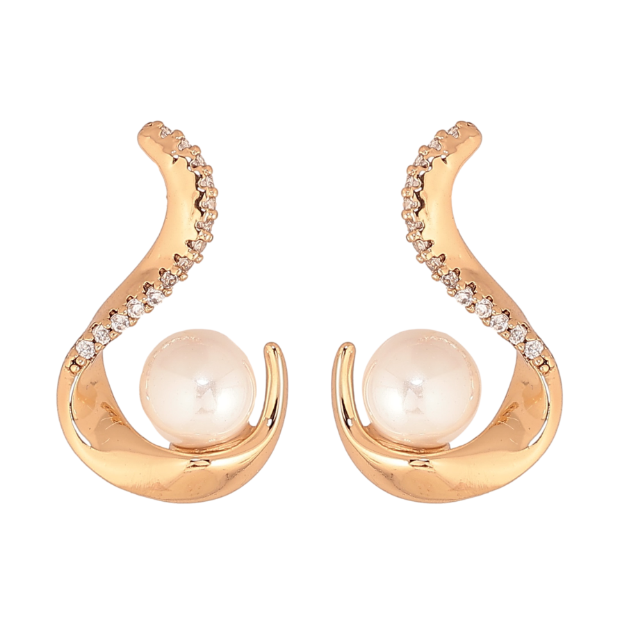 Серьги Xuping цвет Позолота 18К пусеты "Декоративный узор с жемчужинами" фото №1 Серьги Xuping цвет Позолота 18К пусеты "Декоративный узор с жемчужинами" фото №1