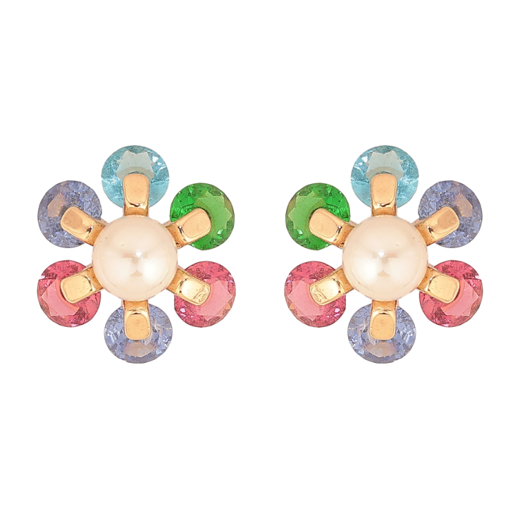 Серьги Xuping цвет Позолота 18К пусеты "Цветочки с разноцветными кристаллами" фото №5 Серьги Xuping цвет Позолота 18К пусеты "Цветочки с разноцветными кристаллами" фото №5