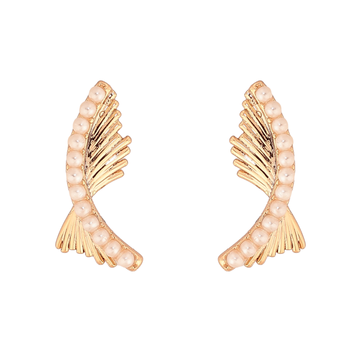 Сережки Xuping колір Позолота 18К пусети "Декоративний візерунок з перлинками" фото №21