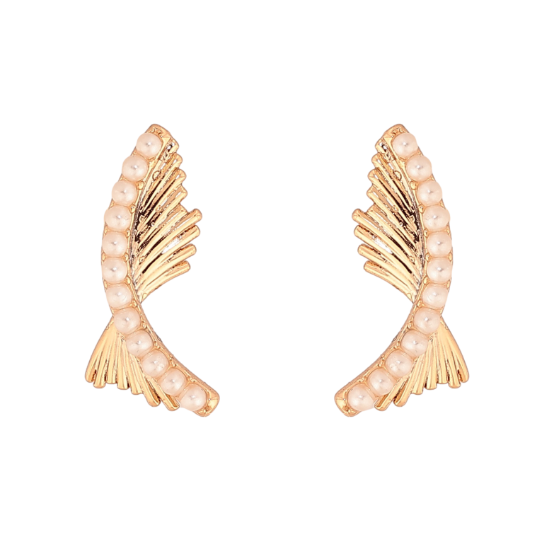 Сережки Xuping колір Позолота 18К пусети "Декоративний візерунок з перлинками" фото №1