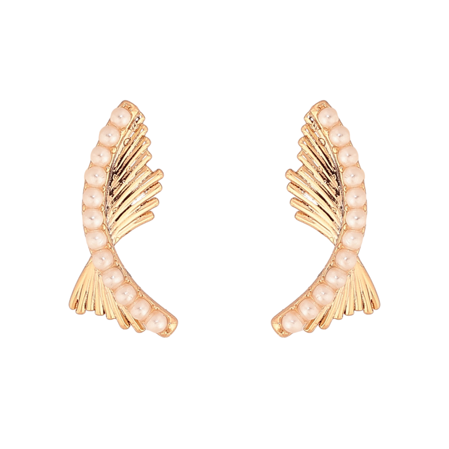 Сережки Xuping колір Позолота 18К пусети "Декоративний візерунок з перлинками" фото №1