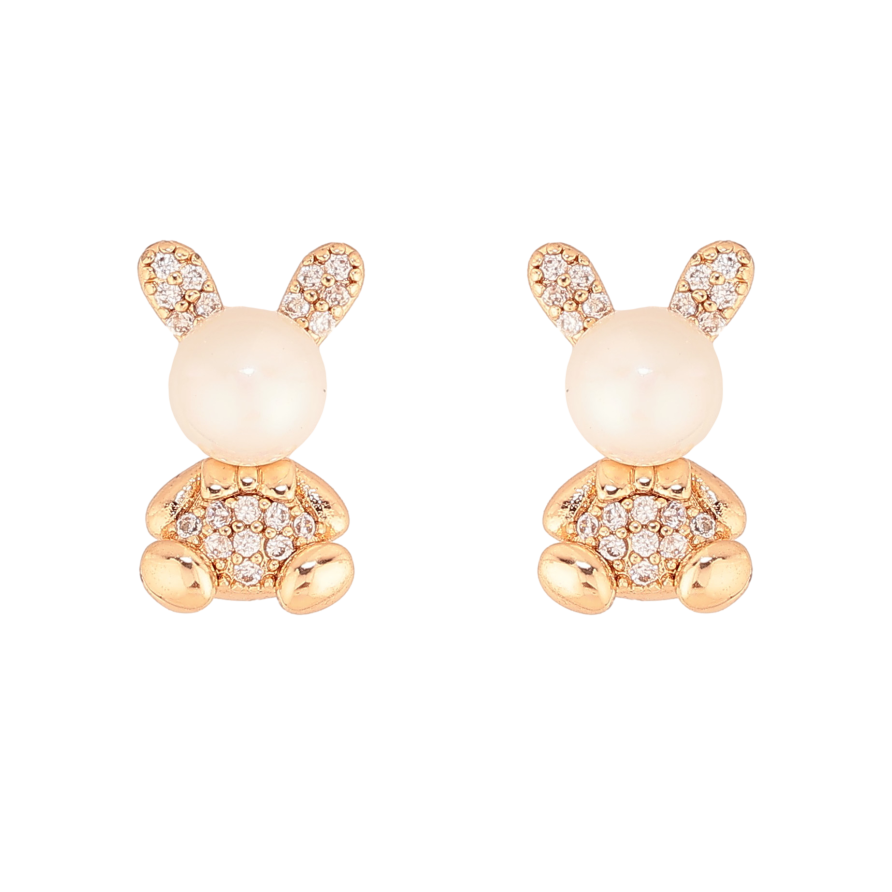 Сережки Xuping колір Позолота 18К пусети "Перлинні зайчики" фото №1